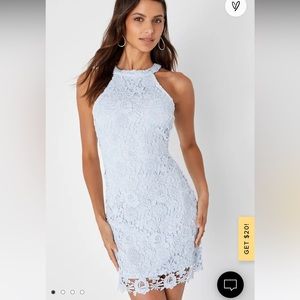 Lulu’s Love Poem Light Blue Lace Mini Dress